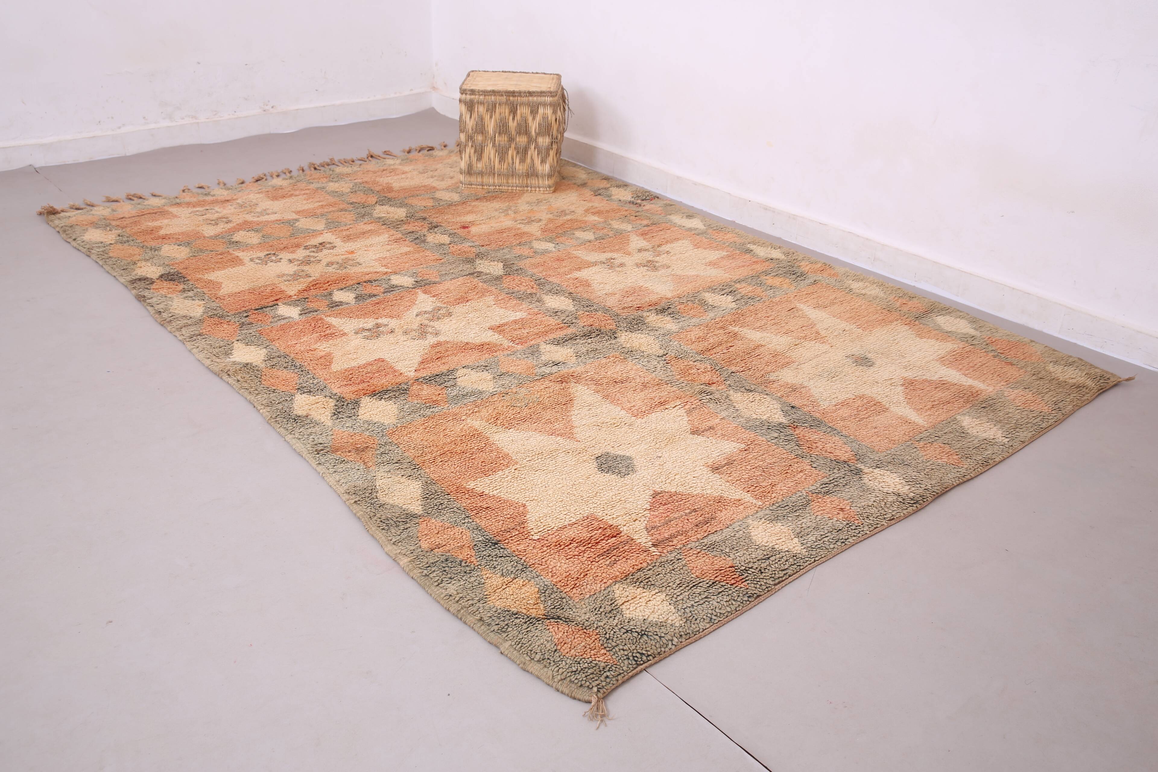 Peach Vintage Moroccan Rug 200 x 298 cm - Berber Wool Rug - Handmade Rug