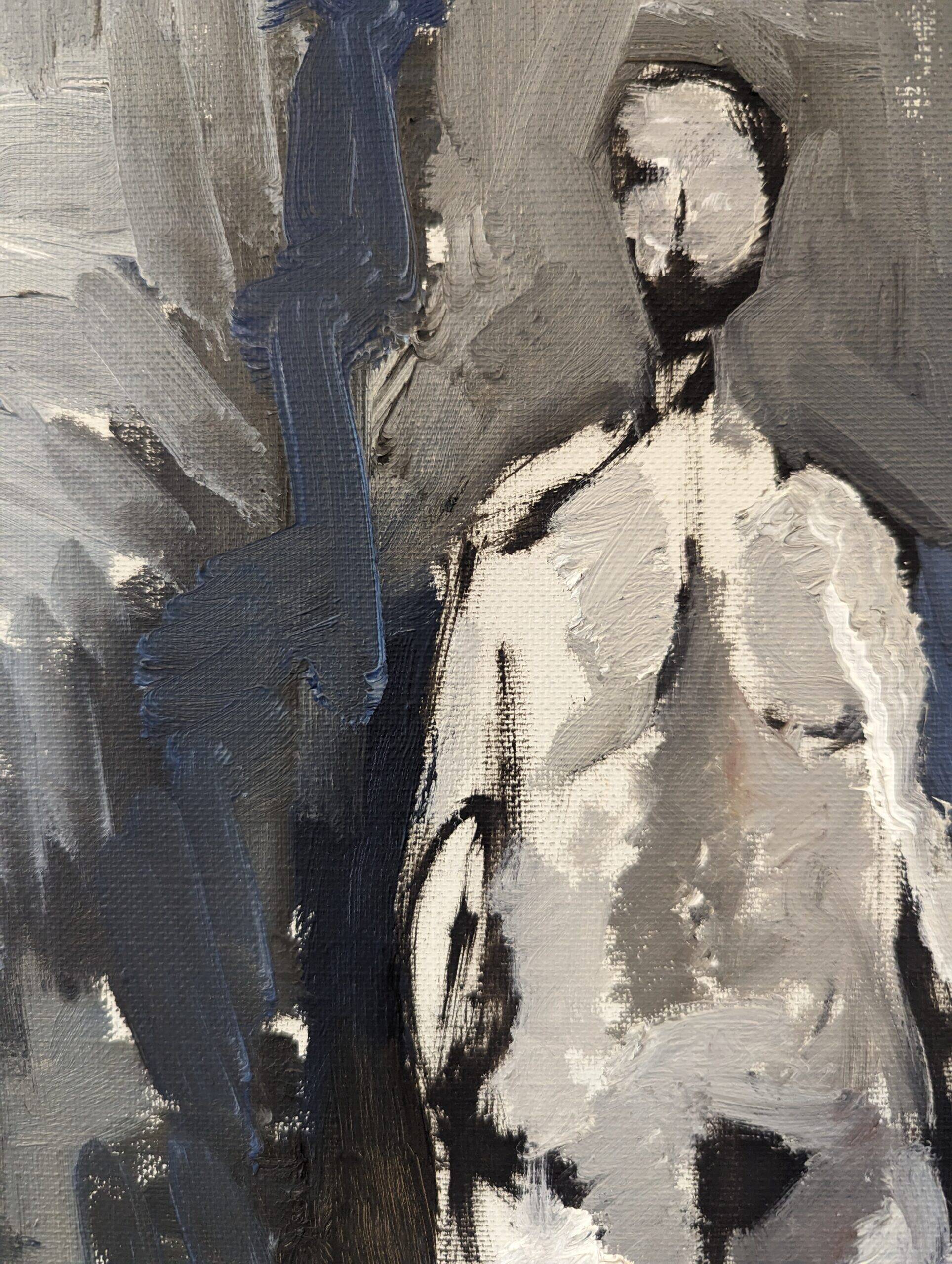 1973 Mid-Century Modern Swedish "In the Shadows" Nude Oil Painting, Framed