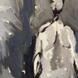 1973 Peinture à l’huile nue suédoise moderne du milieu du siècle « Dans l’ombre », encadrée