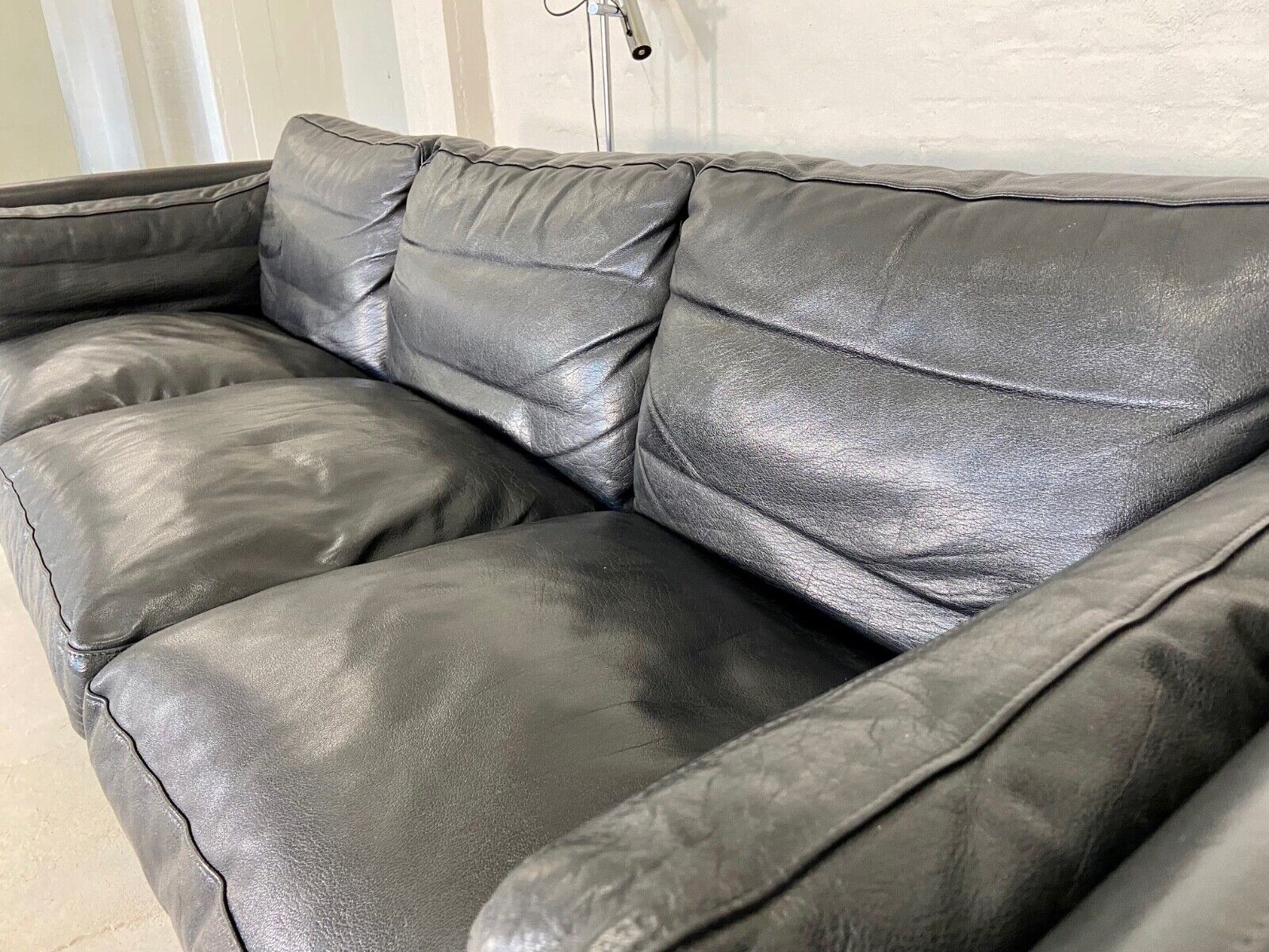 Danish mid-century vintage Mogens Hansen black leather sofa 60s