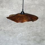 Large pendant light in corrugated teak leaf (Large D:60 H:20)