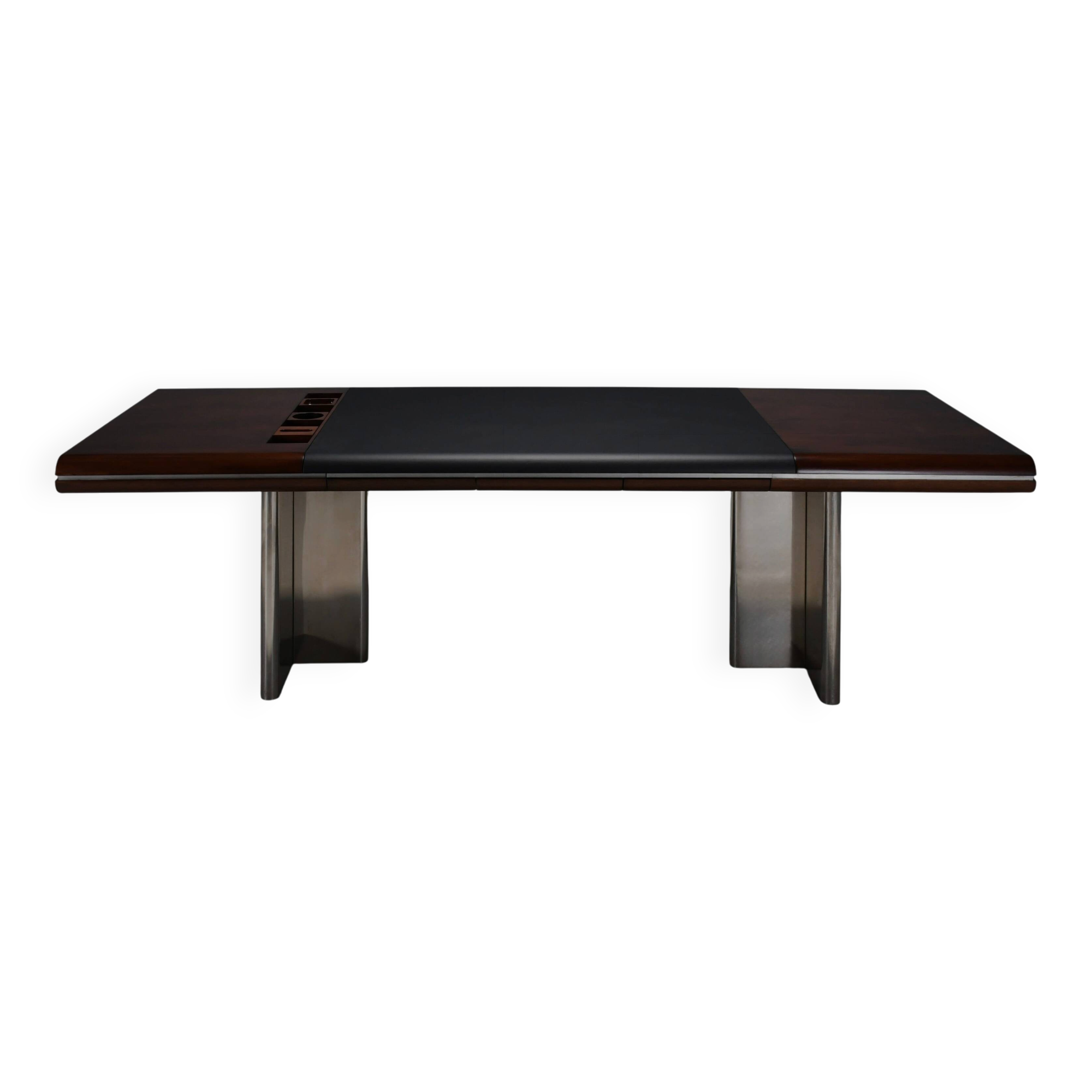 Walnut, Metal and Leather Hans von Klier “Il Ponte” Desk for Skipper, 1970s