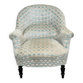 Fauteuil crapaud Napoléon III fin XIXème retapissé