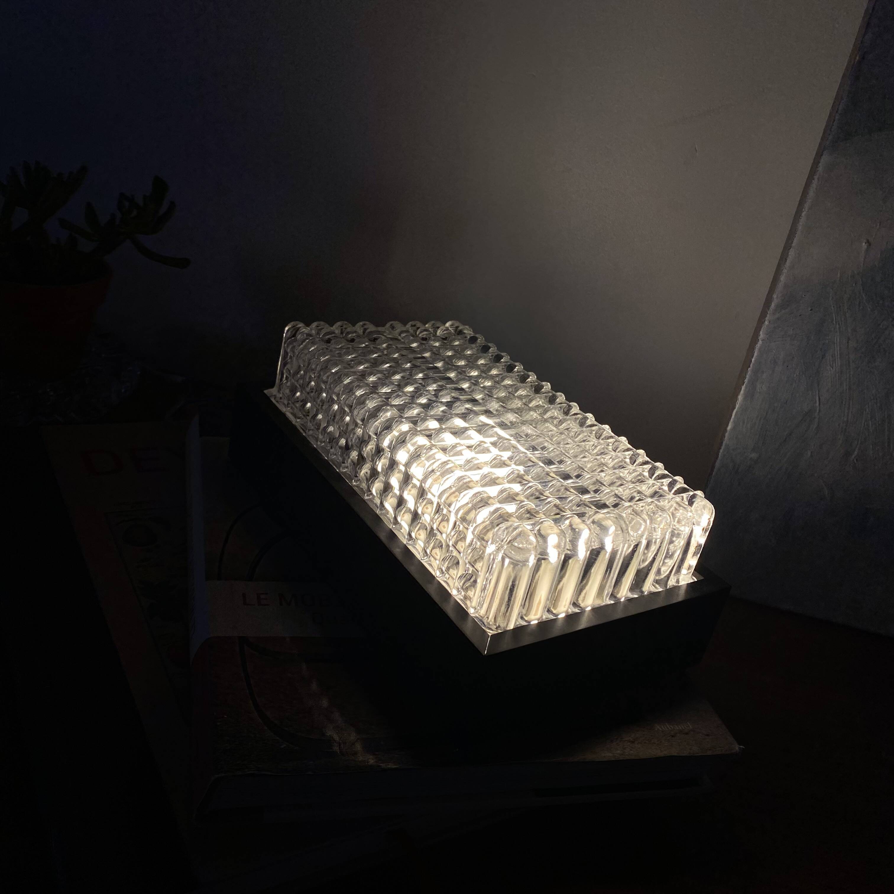 Rectangular wall light in moulded glass Wila Leuchten 1960