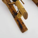 Pair of rattan bamboo lantern wall lights. 1950s-1960s