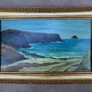 Marine painting by Désiré-Lucas, early 20th century, oil on canvas.