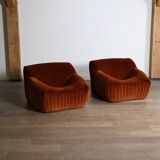 Pair of Cinna Sandra lounge chairs in velvet by Annie Hieronimus, 1970s