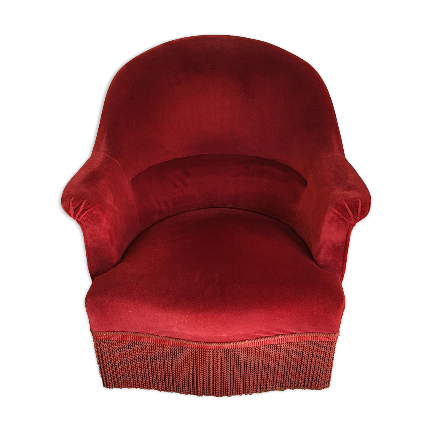 Fauteuil crapaud en velours rouge