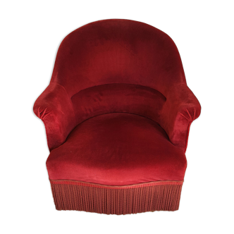 Fauteuil crapaud en velours rouge