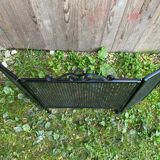 Fireplace screen black metal perforated sheet 3 vintage leaves