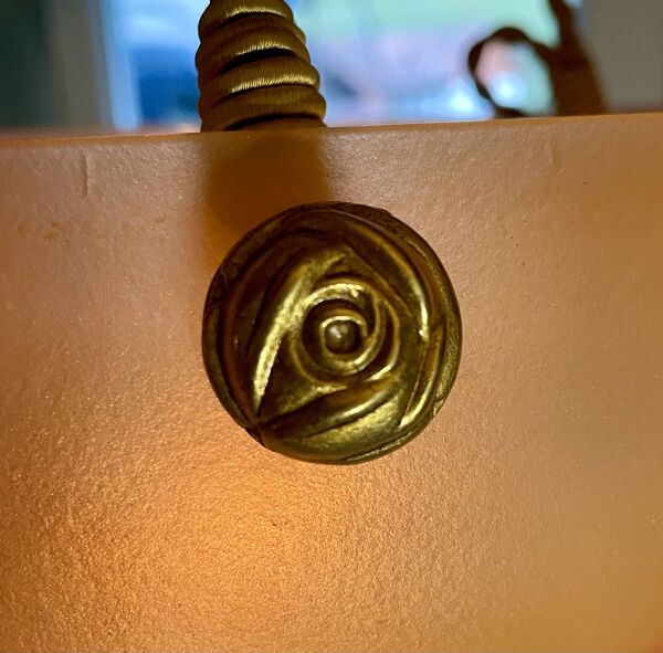 Suspension, lustre en pâte de verre gravée ''La Rochère'', année 80