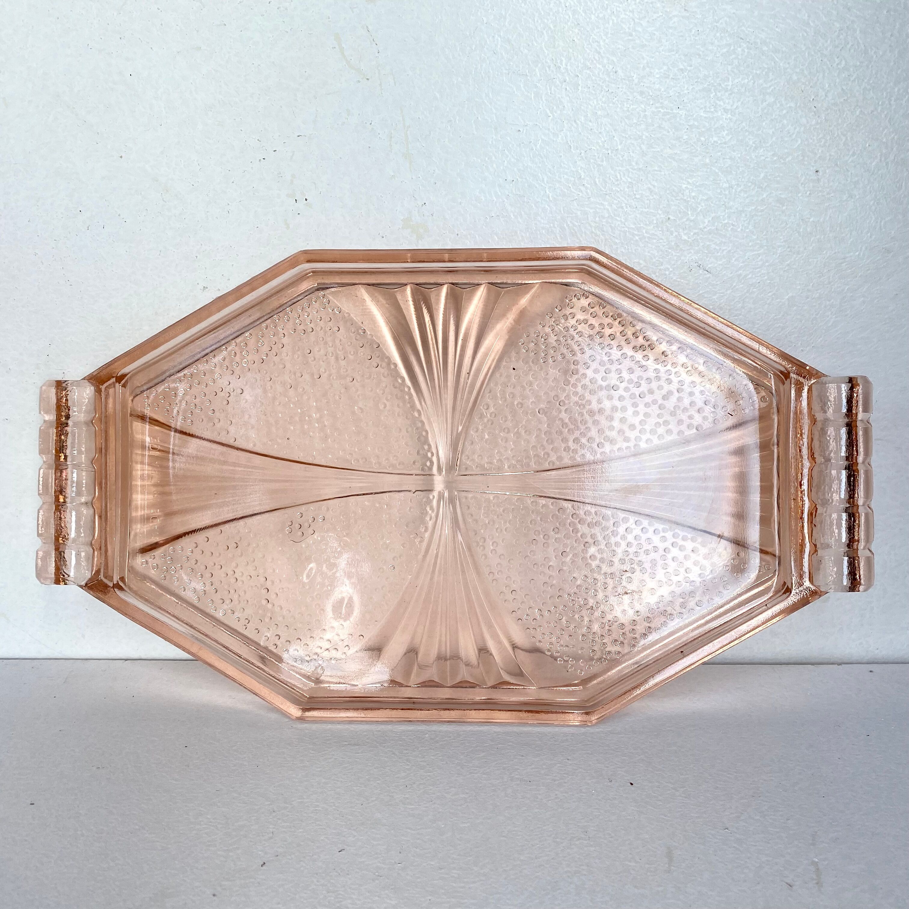 Art Deco pink glass top
