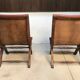 Ensemble de 2 fauteuils à dossier haut en cuir espagnol par Pierre Lottier, années 1950.