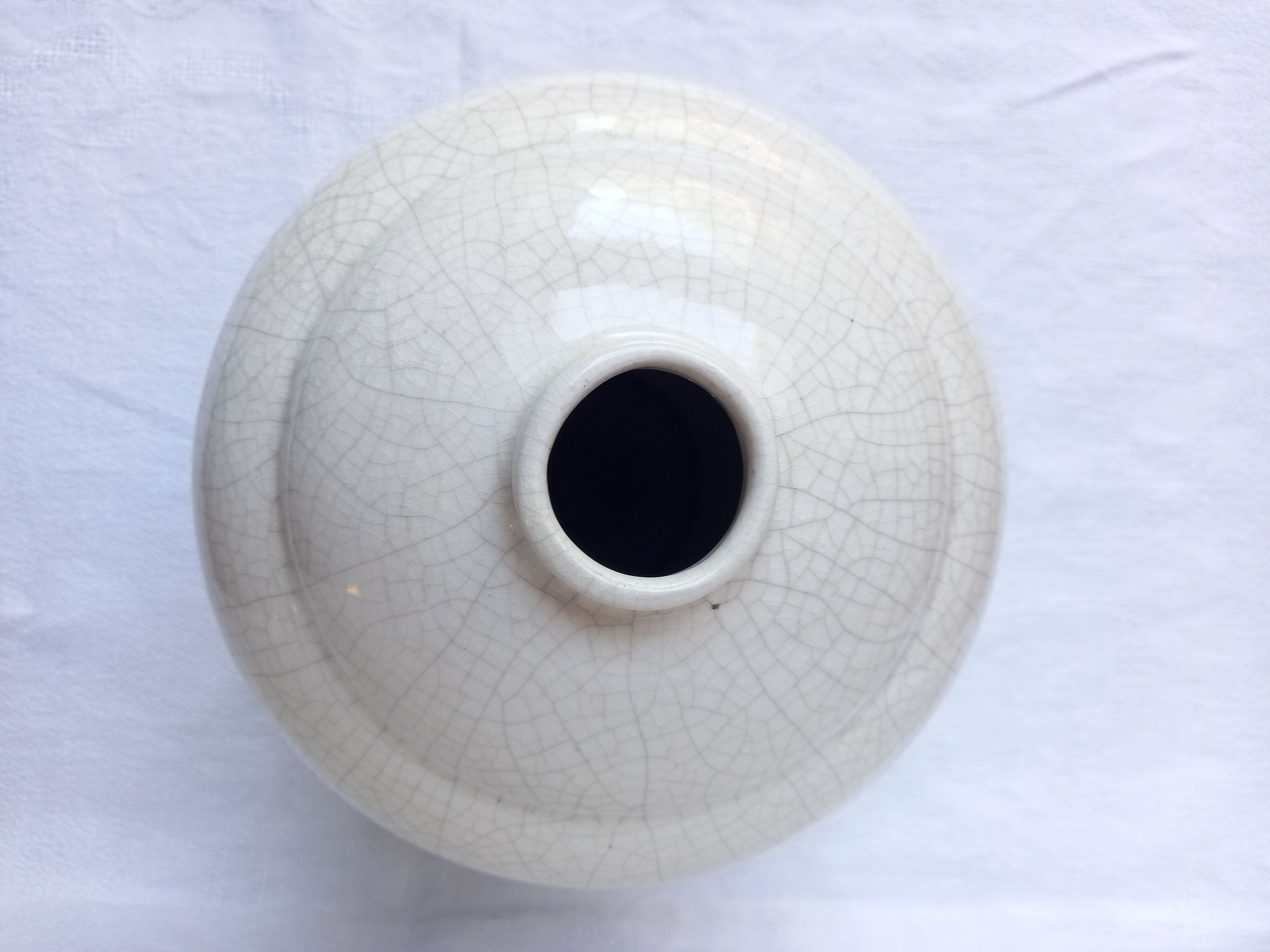 Vase boule art déco faïence craquelé numéroté