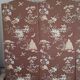 large antique headboard with 4 panels featuring Asian decor from the 1940s/50s