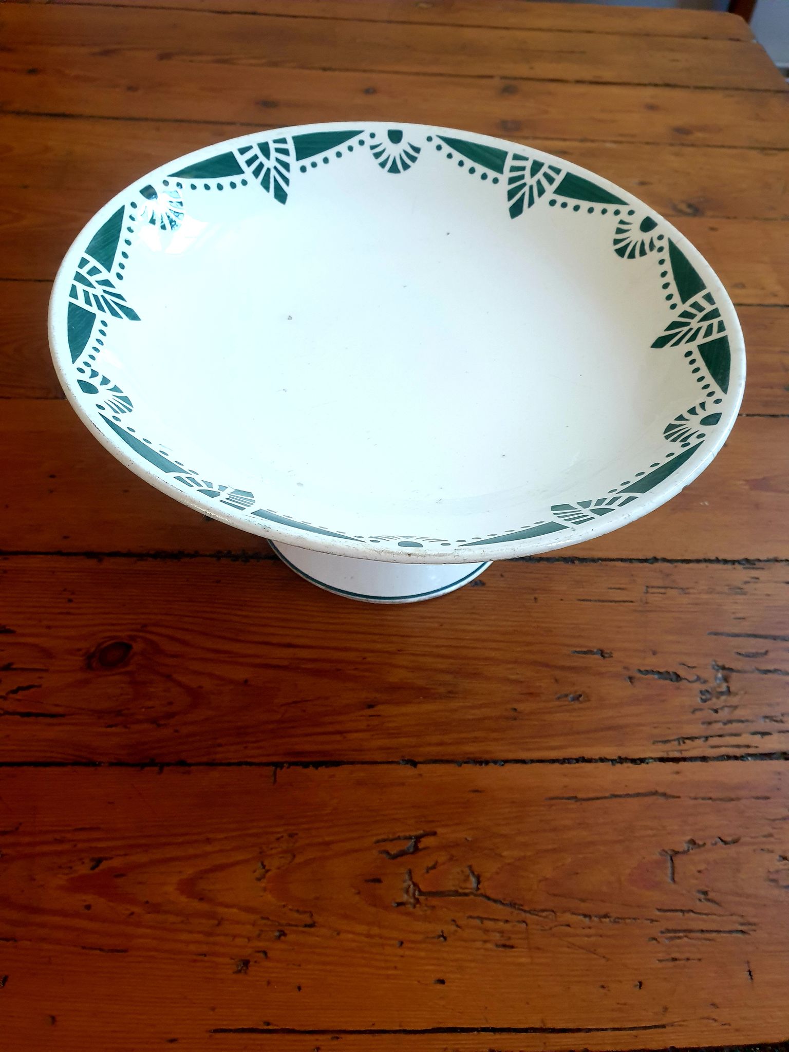 Compotier Longwy motif vert