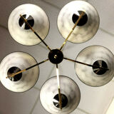 chandelier art deco period in glass paste and brass.