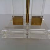 Hollywood Regency Acrylic Glass & Brass Table Lamp, Italy, 1970s