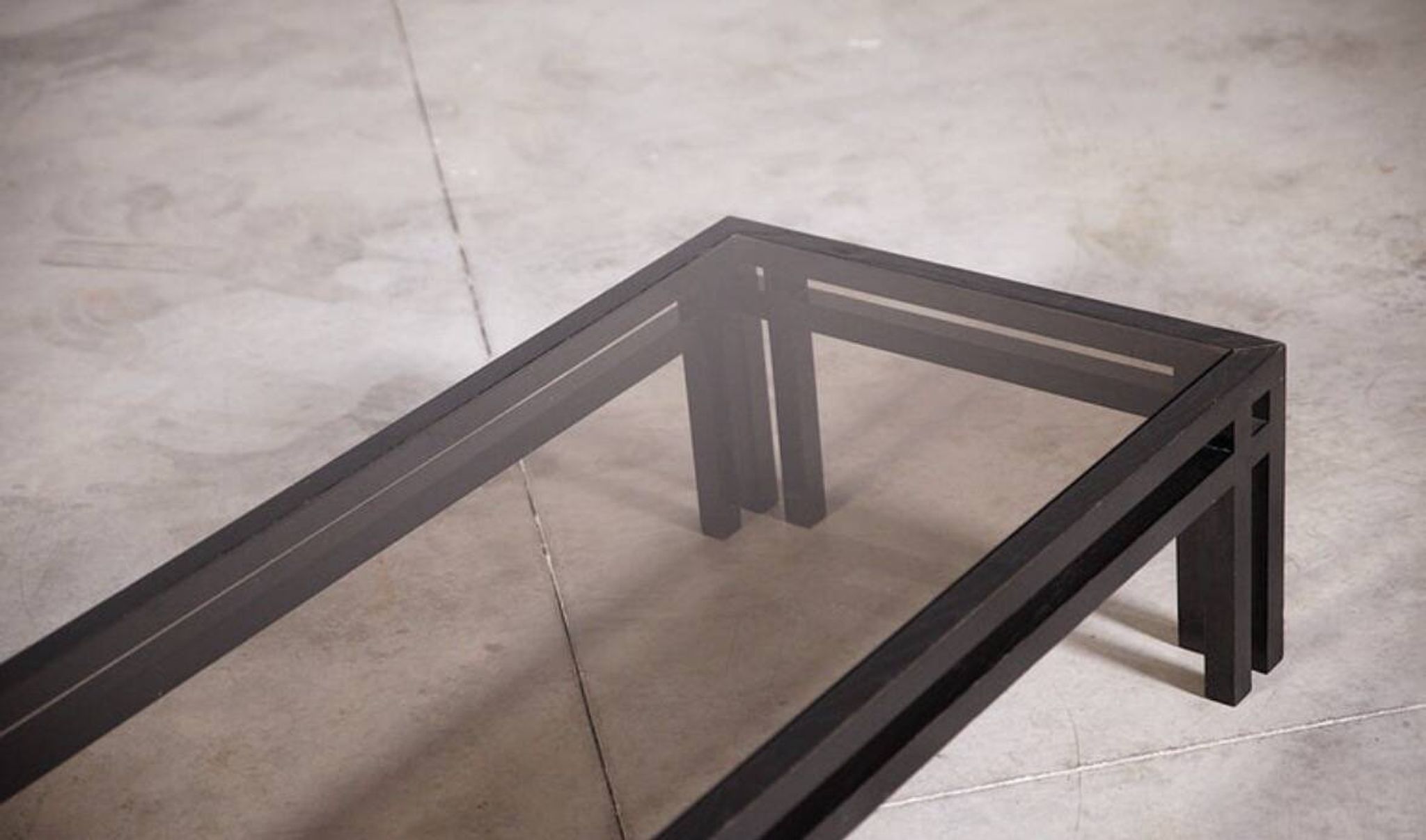 Wood and glass coffee table by Jean-Michel Wilmotte