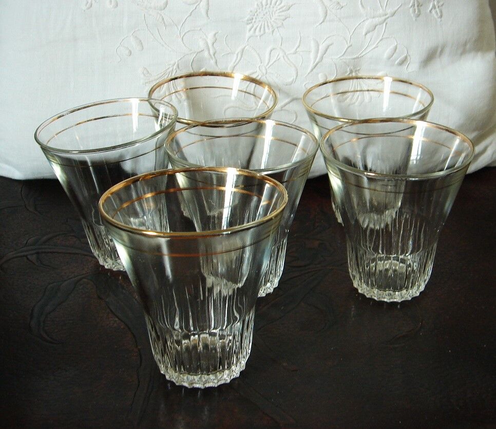 Lot 6 glasses gilding art deco 30/50 years golden circles