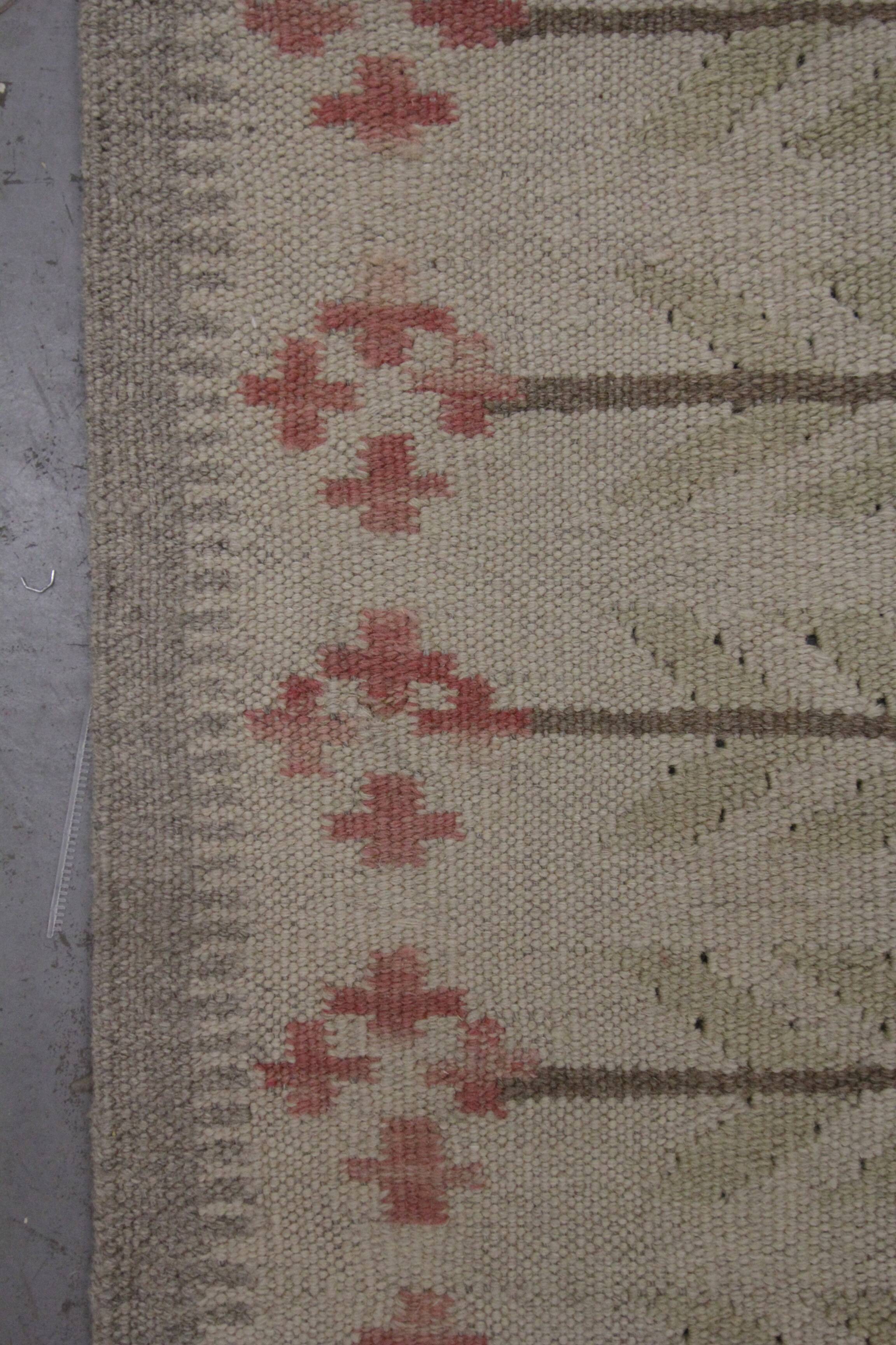 Tapis Kilim marron kaki, tapis tissé plat en laine de style scandinave
