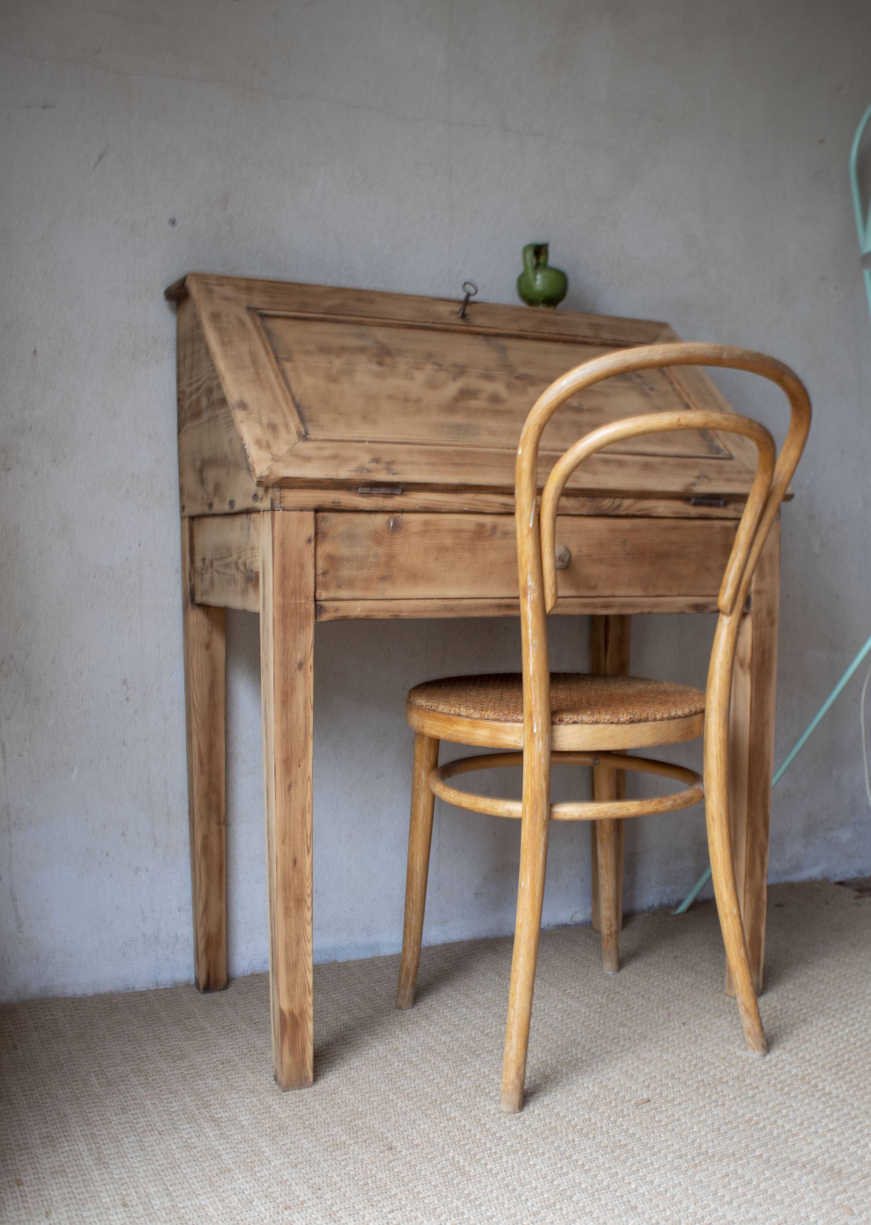 Secrétaire bureau vintage ancien bois massif