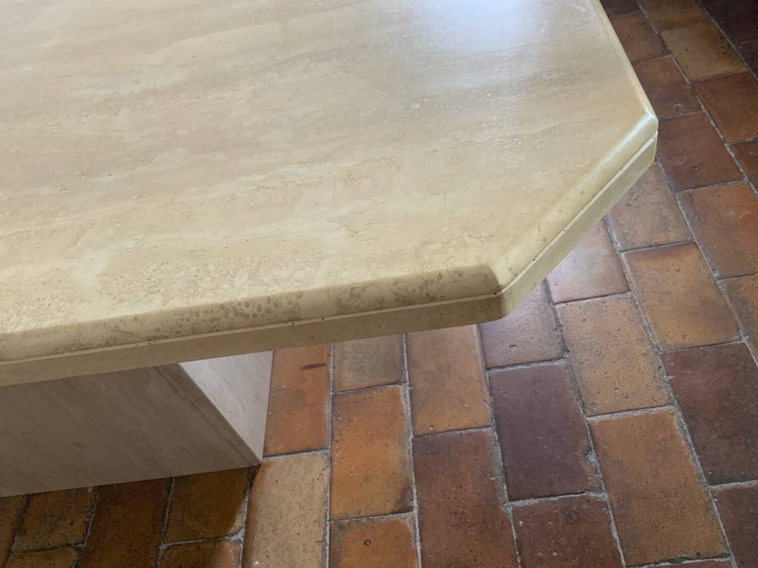 Travertine dining table