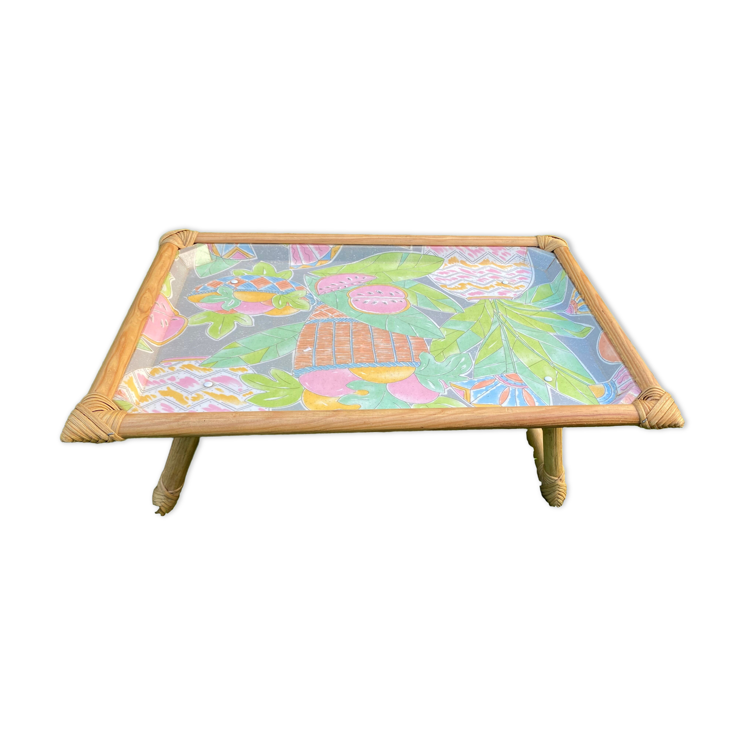 Breakfast tray on vintage stand