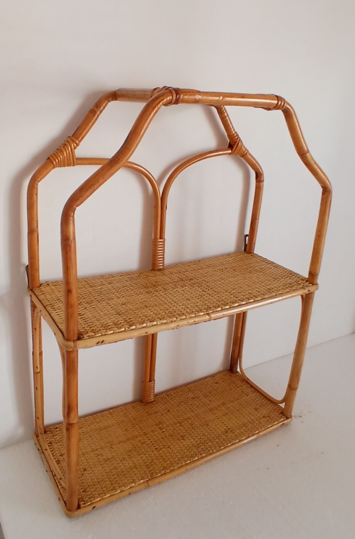 Rattan and bamboo shelf