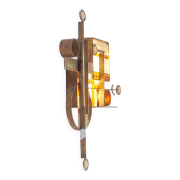 Brutalist Abstract Wall Sconce by Albano Poli for Poliarte- Italy, 1970s