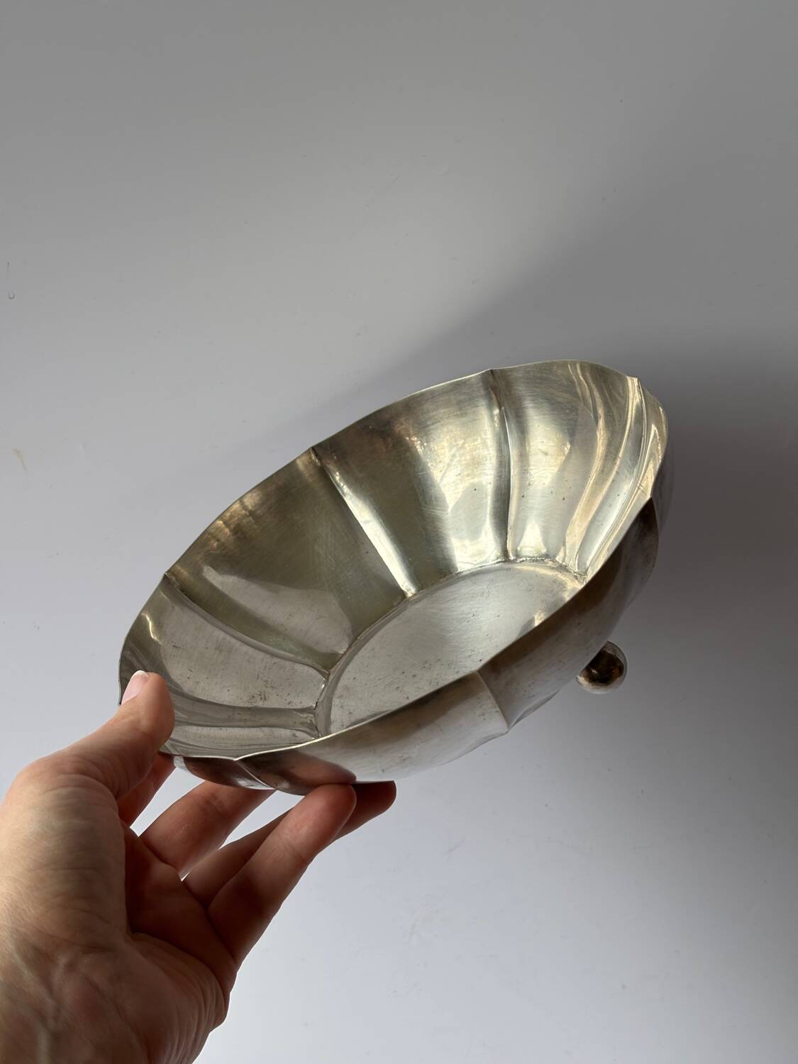 Silver-plated metal bowl