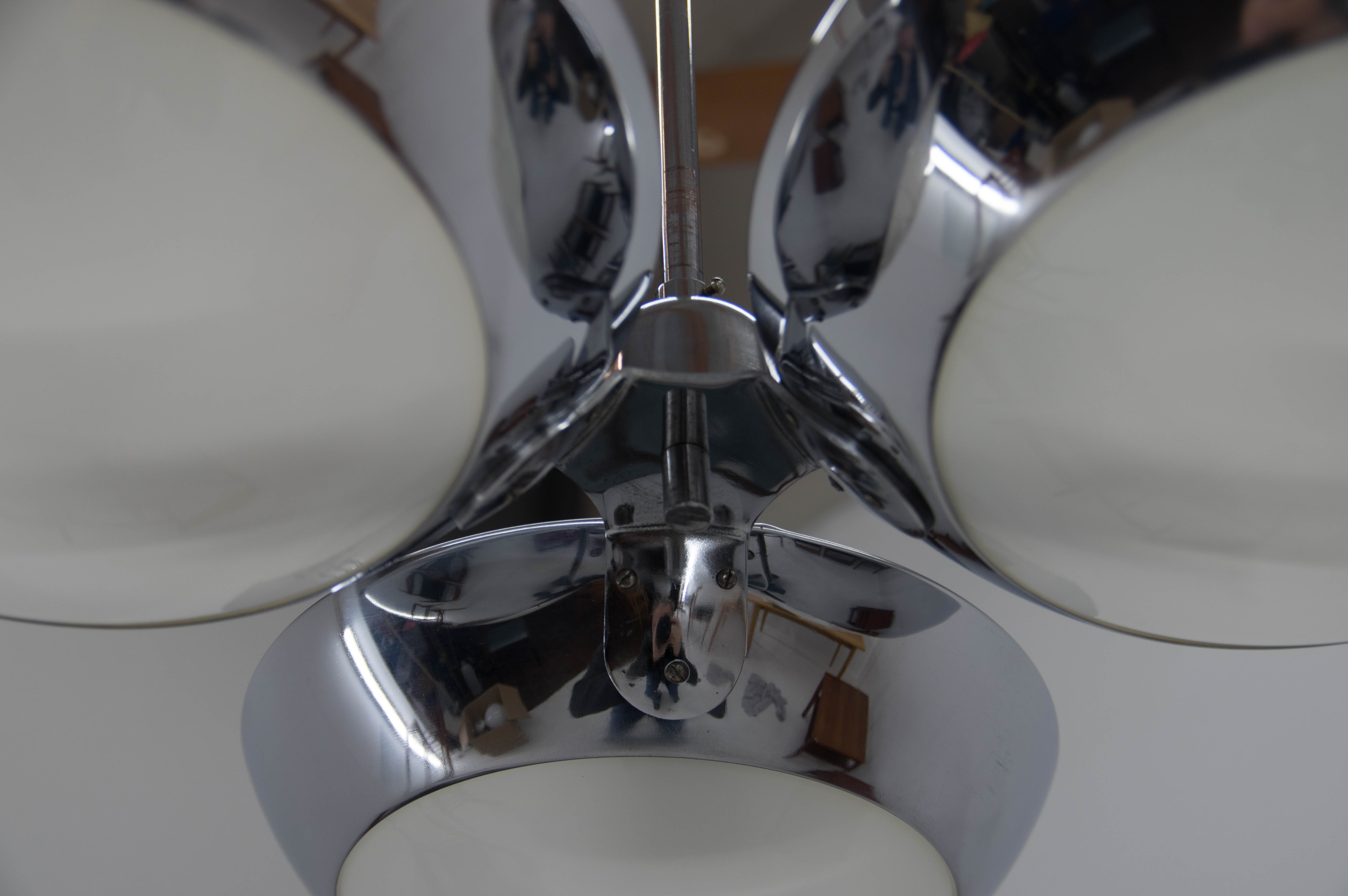 Chrome-Plated Functionalist Chandelier by Zukov, 1940s