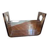 Michel Dumas 70's smoked plexi magazine rack