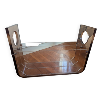 Porte-revues plexi fumé Michel Dumas 70's