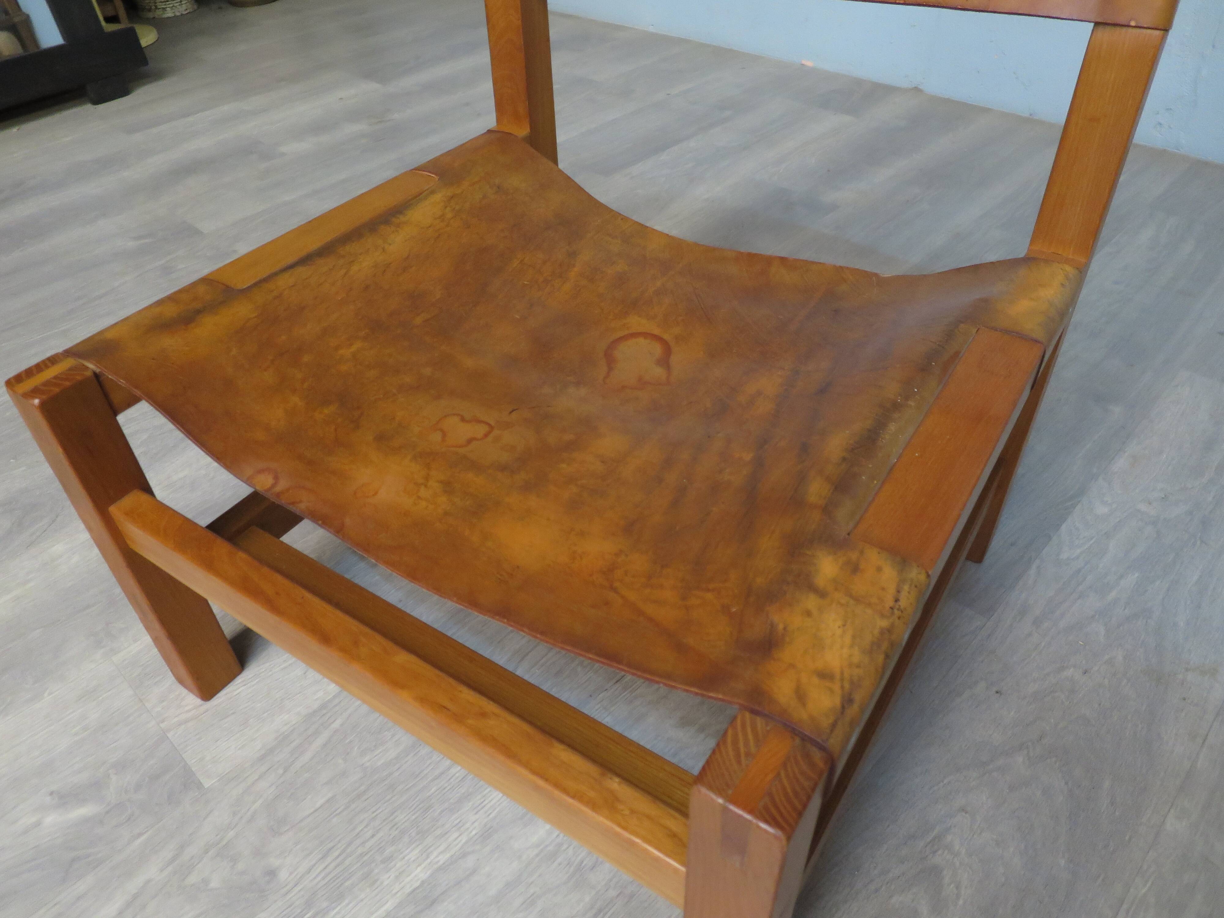 Elm and leather armchair Maison Regain