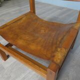 Elm and leather armchair Maison Regain