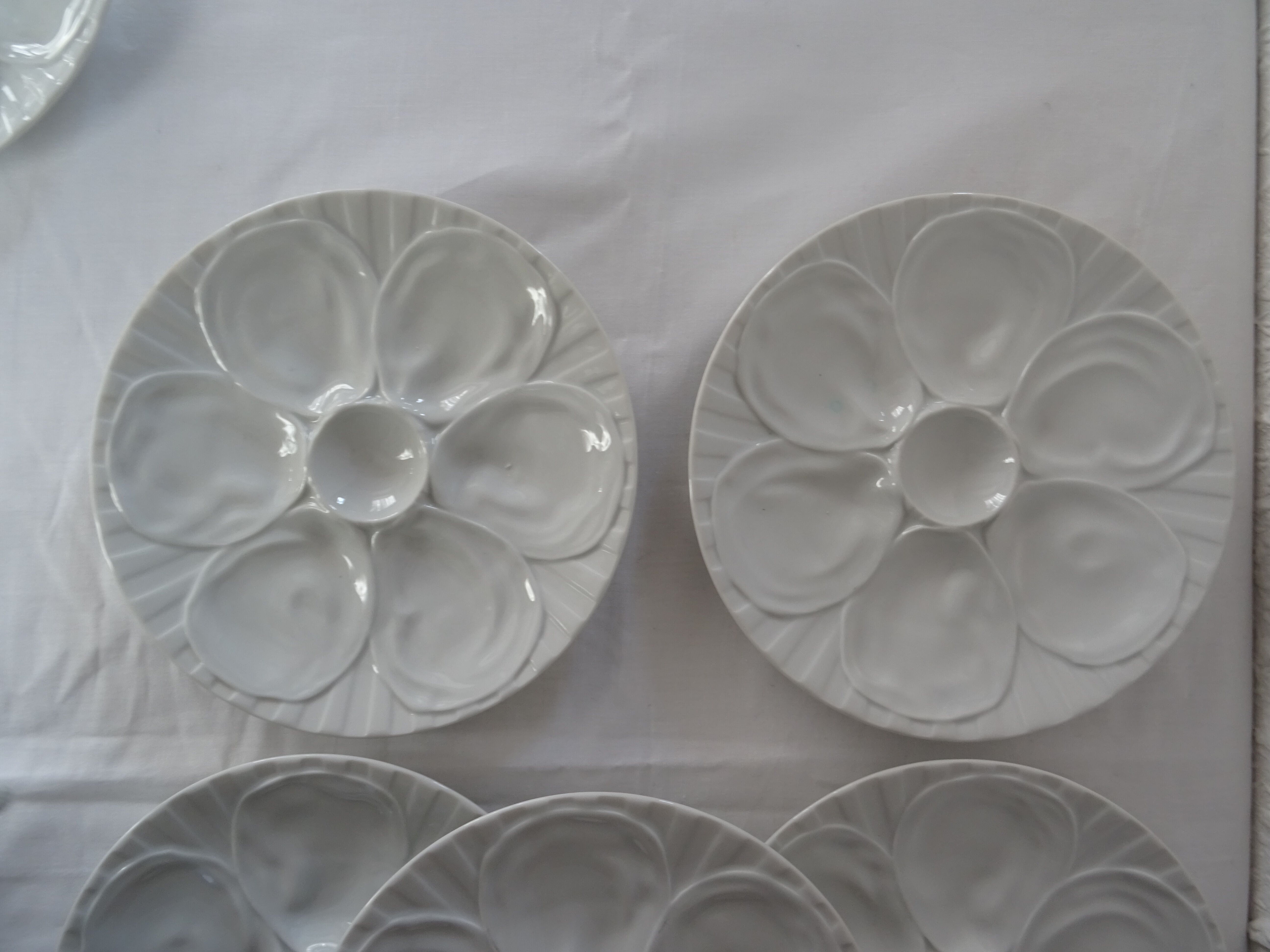 6 white oyster plates 470112 Charles Pillivuyt antique porcelain