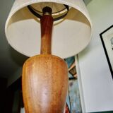 Vintage two-tone teak and linen desk lamp by fog et morup denmark 1960s