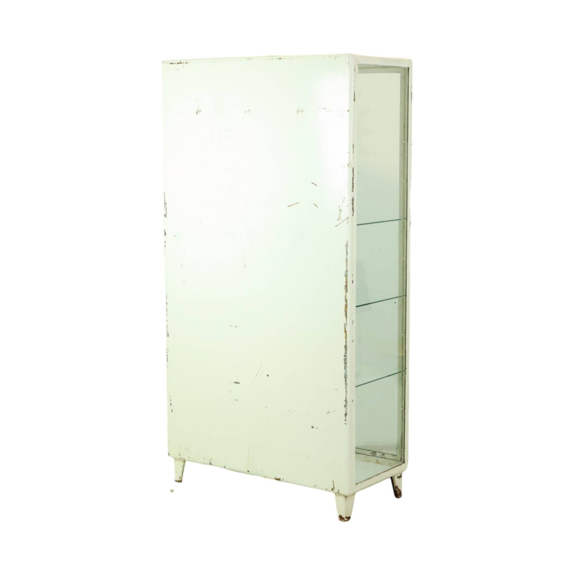 Old Metal Pharmacy Cabinet Medicine Cabinet Glass Industrial 1970s