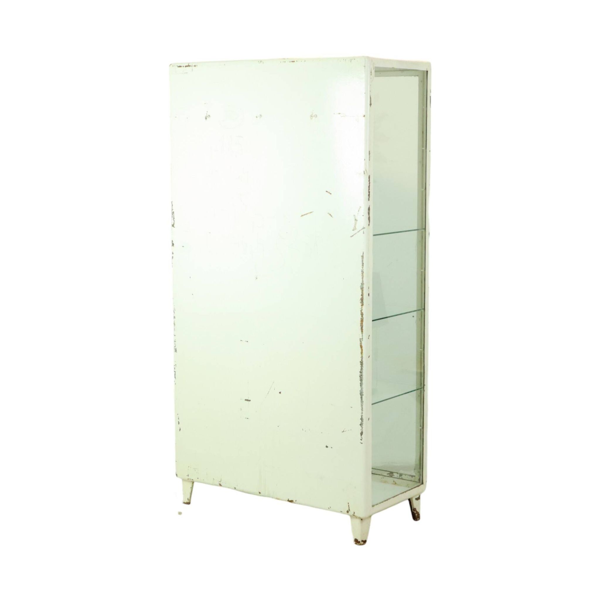 Old Metal Pharmacy Cabinet Medicine Cabinet Glass Industrial 1970s