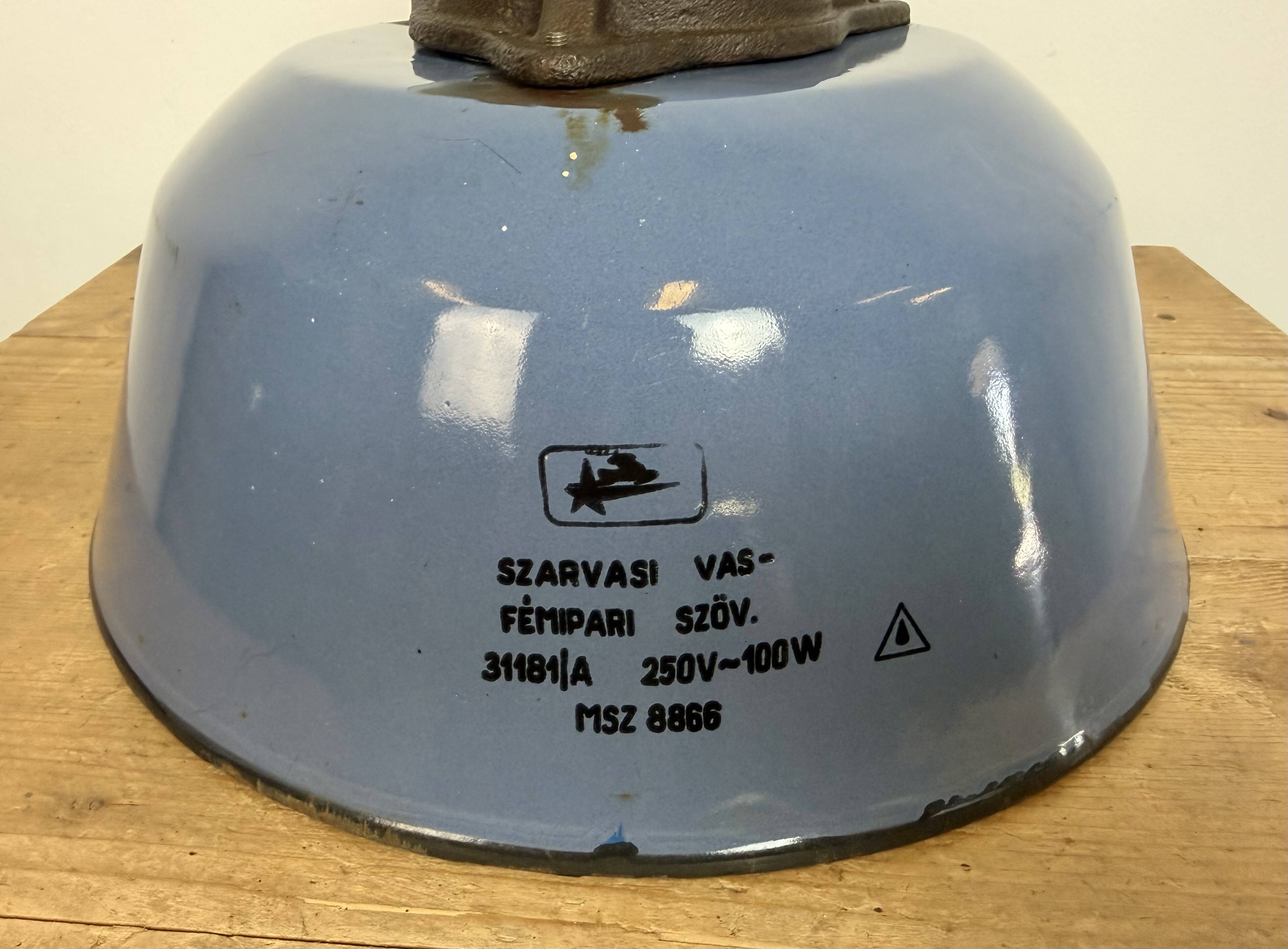 Industrial Blue Enamel and Cast Iron Pendant Lamp, 1960s