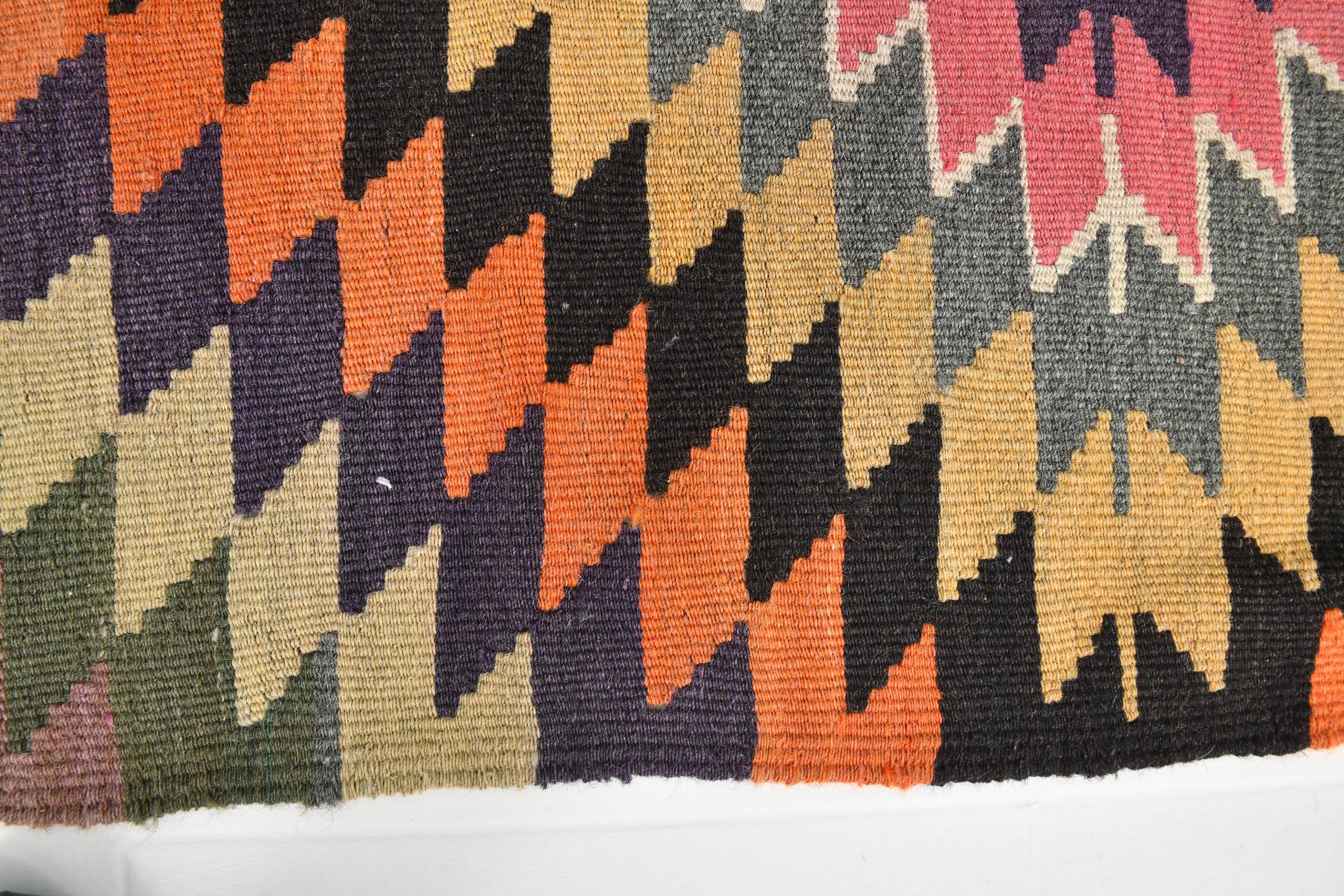 Multicolor Geometric Vintage Kilim Rug, 166x247Cm
