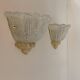 Pair of vintage pressed molded wall sconces, Murano glass, Italy, 1980
