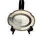 Oval metal silver-plated tray with hallmarks from the early 20th century.