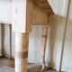 Vintage wooden desk, X-shaped legs