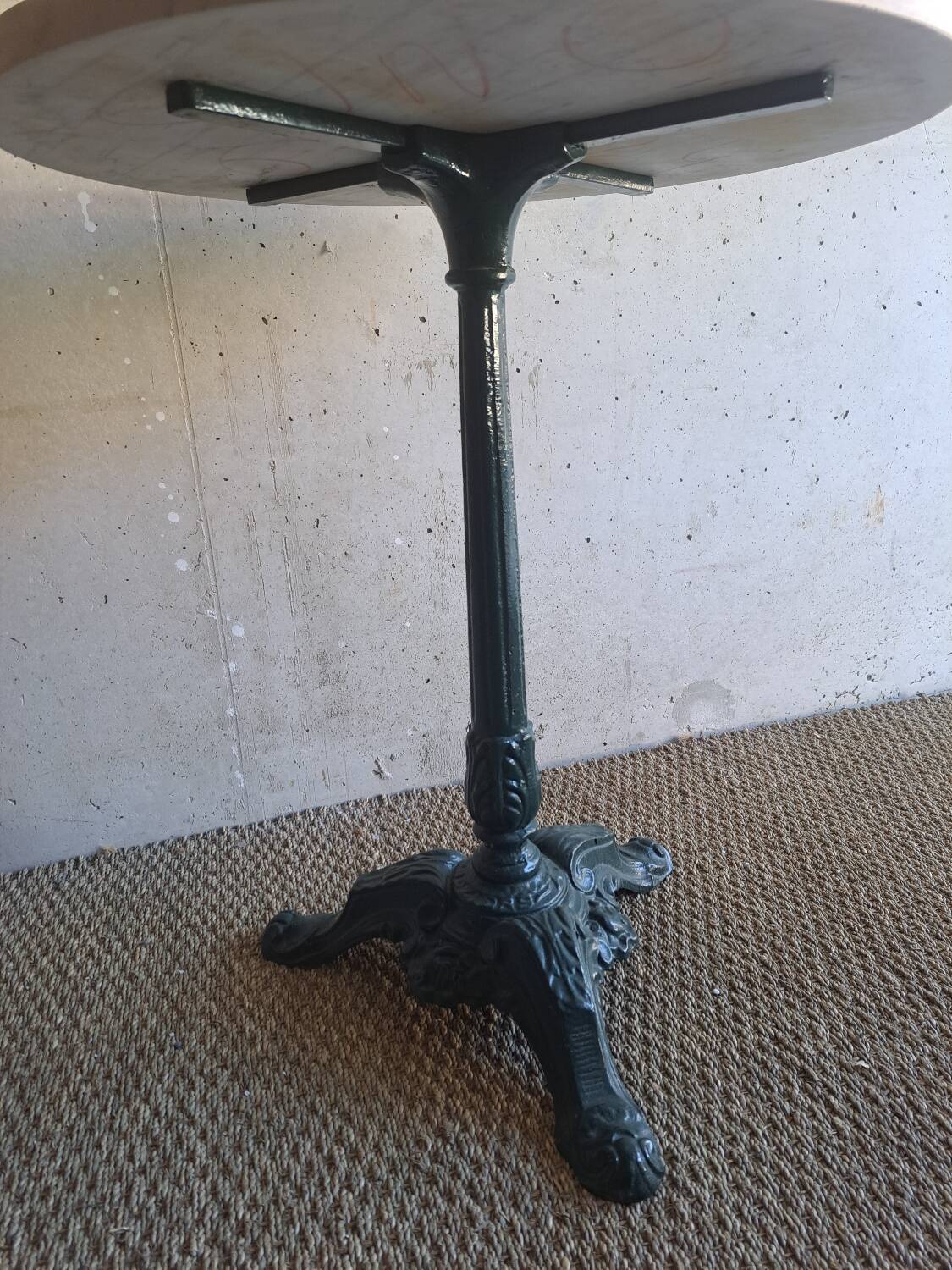 Round white marble bistro table