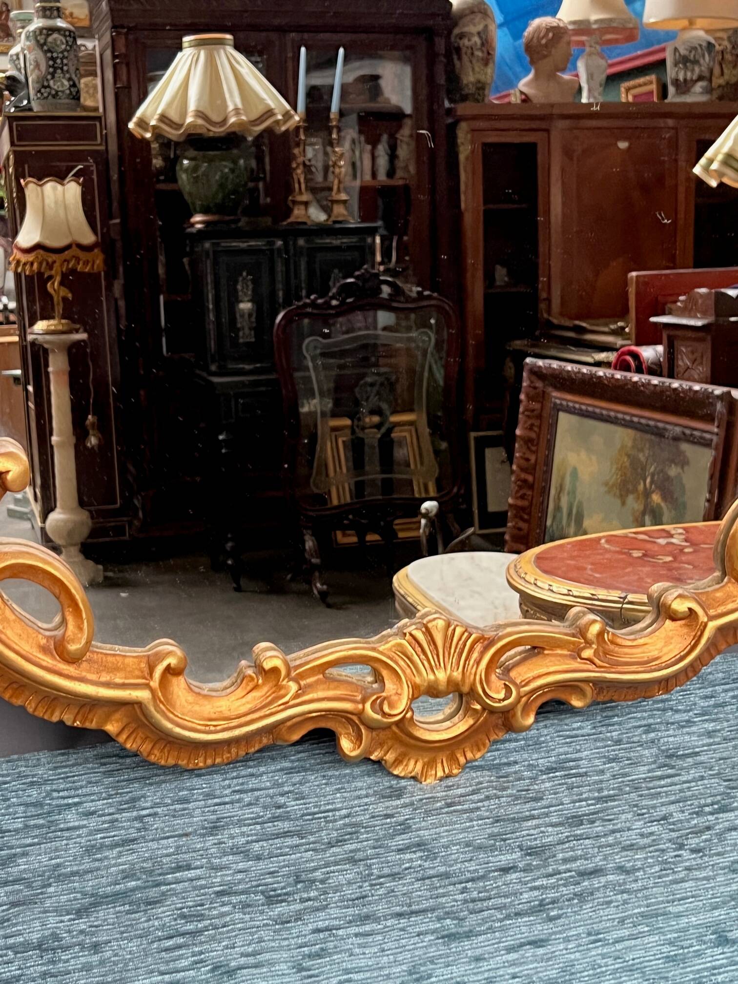 Golden mirror. Wood.