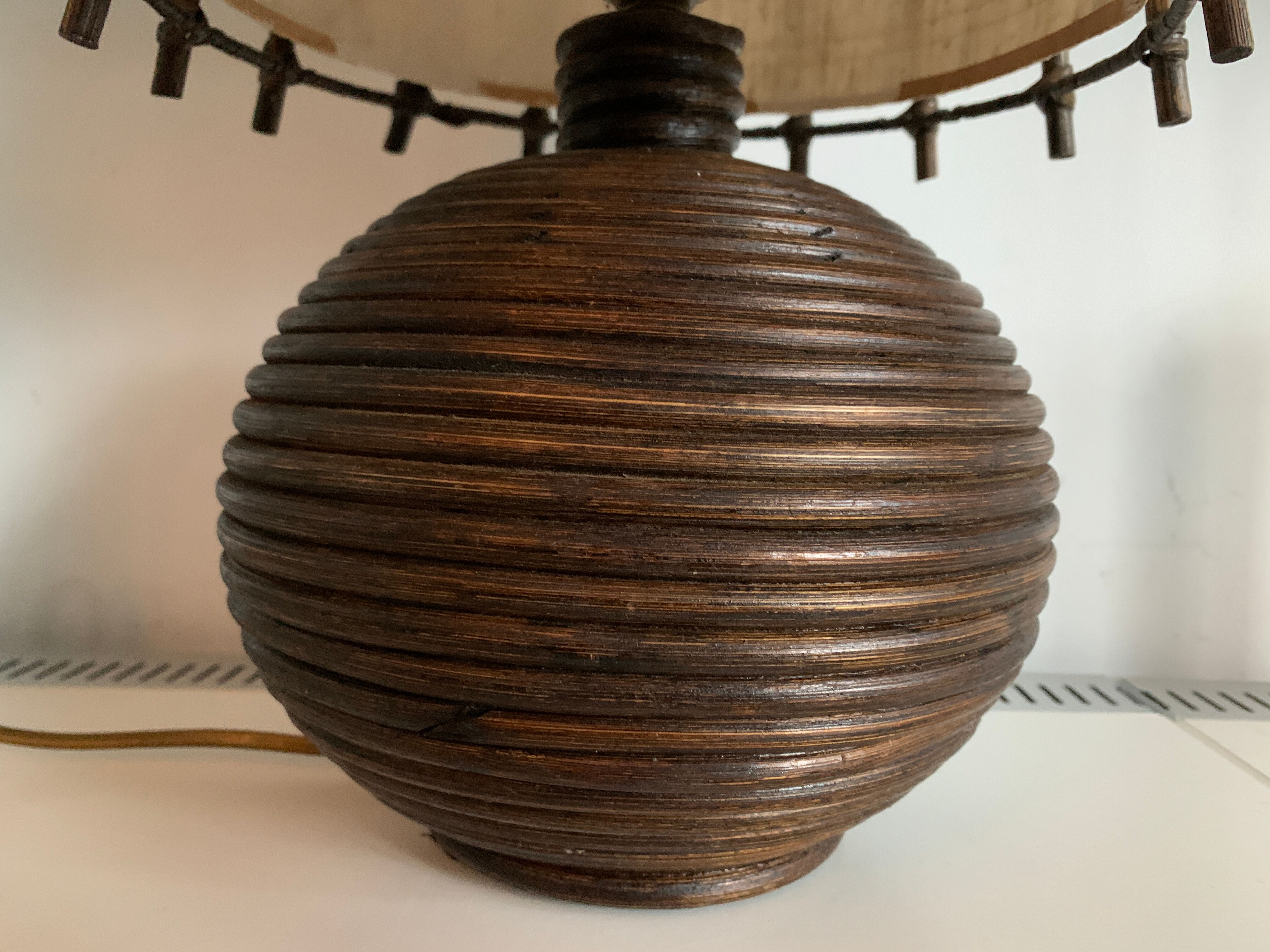 Rattan lamp with original lampshade, 1960