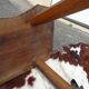 Brutalist bench in solid wood
