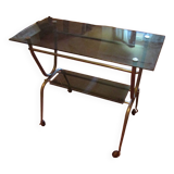 Table des années 1970 en verre et laiton